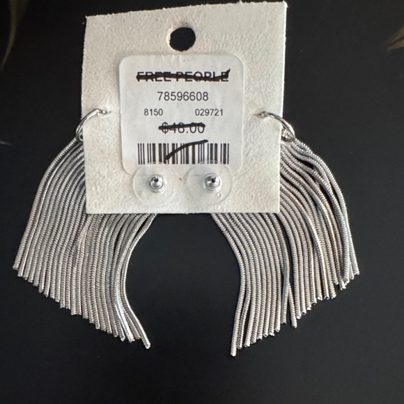 Free People Silver Fringe Statement Earrings - Picture 3 of 6